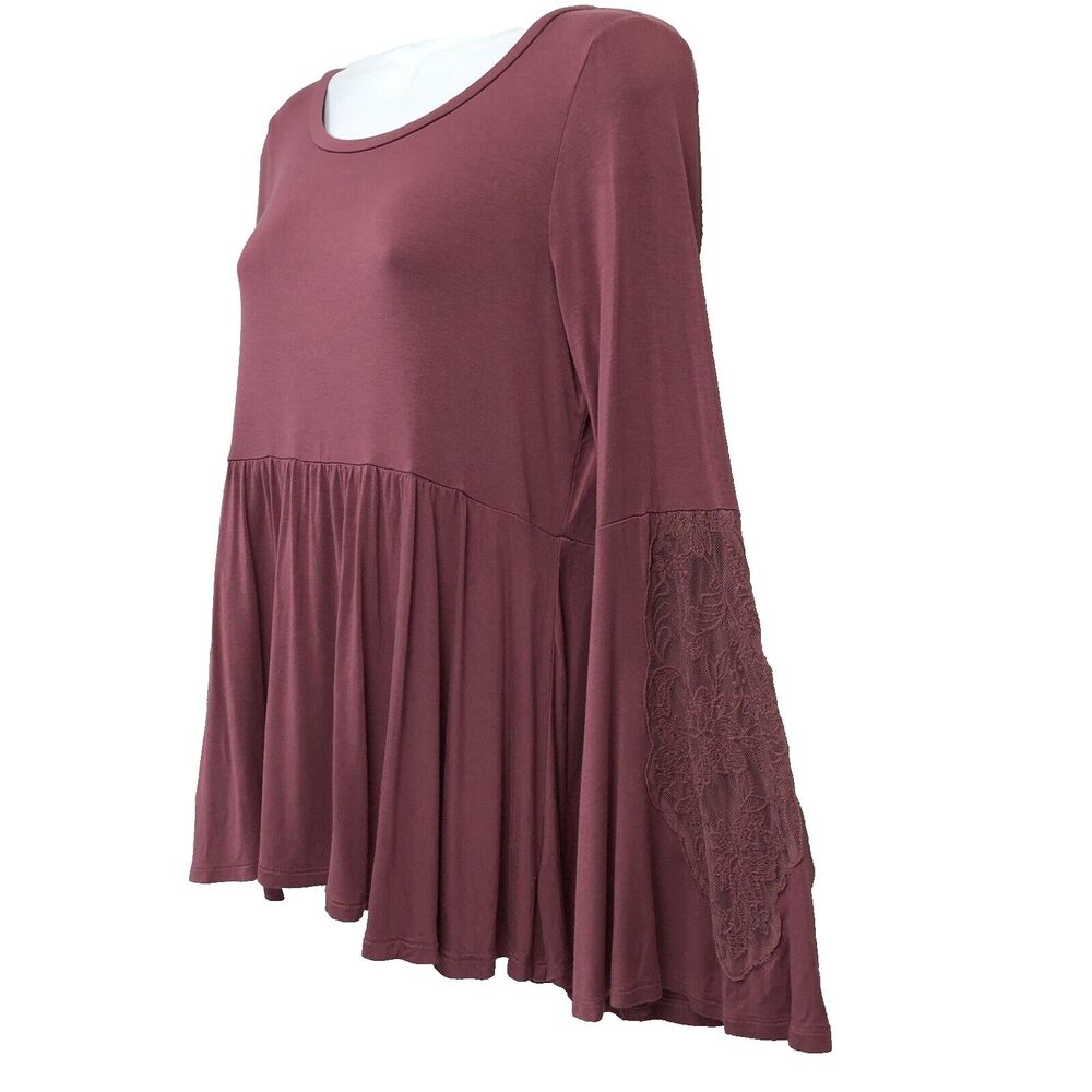 American Eagle Womens Soft & Sexy Med Lace Bell Sleeve Top AE Pink Rose
